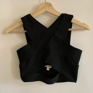 SILENCE + NOISE Tight Black Crop w/ Middle Cut Out